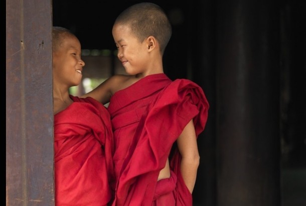 Two young Buddhists monks