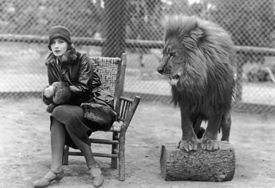 Greta Garbo and the MGM lion.