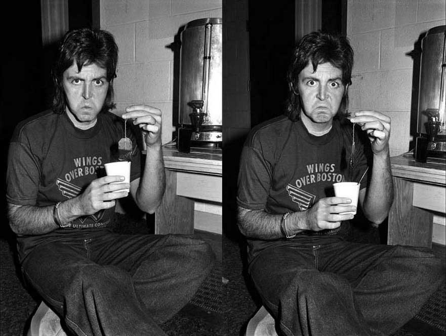 Paul McCartney having some tea.