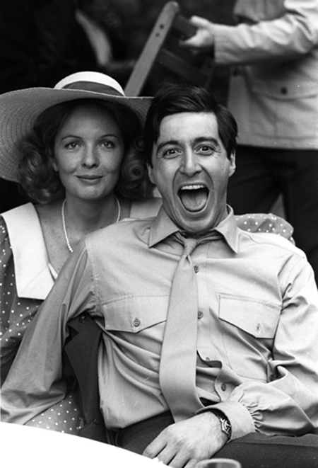 Diane Keaton and Al Pacino during the filming of The Godfather.