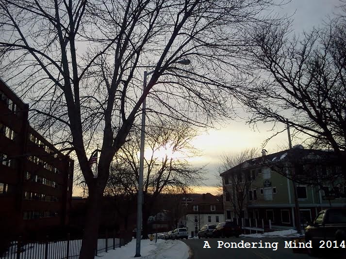 Sun covered by the overcast. 